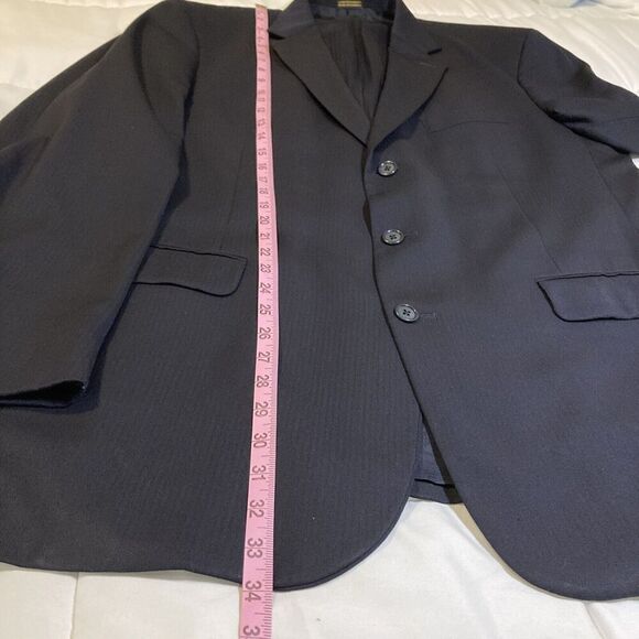 Stafford Suit Jacket 48L Navy Blue 3 Button Blazer - Picture 7 of 16